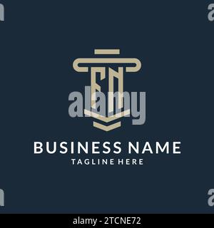 FN initial logo monogram with simple luxury pillar line vector design ideas Stock Vector