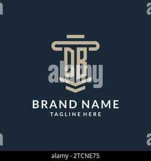 DB initial logo monogram with simple luxury pillar line vector design ideas Stock Vector