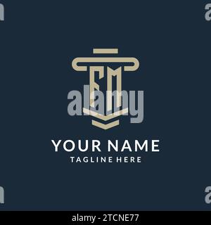 FM initial logo monogram with simple luxury pillar line vector design ideas Stock Vector