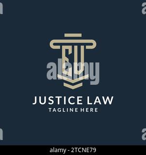 EV initial logo monogram with simple luxury pillar line vector design ideas Stock Vector