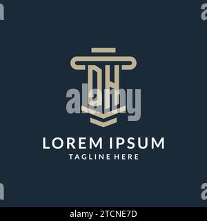DH initial logo monogram with simple luxury pillar line vector design ideas Stock Vector