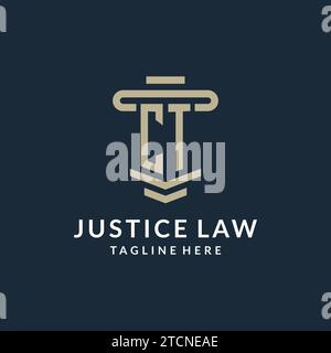 CT initial logo monogram with simple luxury pillar line vector design ideas Stock Vector