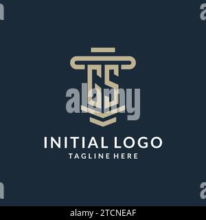GS initial logo monogram with simple luxury pillar line vector design ideas Stock Vector