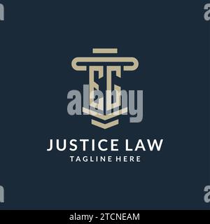 EG initial logo monogram with simple luxury pillar line vector design ideas Stock Vector