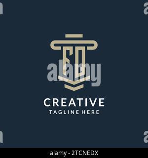 FQ initial logo monogram with simple luxury pillar line vector design ideas Stock Vector