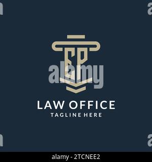 EP initial logo monogram with simple luxury pillar line vector design ideas Stock Vector