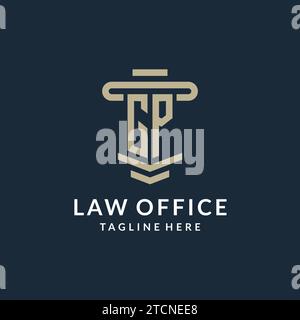 GP initial logo monogram with simple luxury pillar line vector design ideas Stock Vector