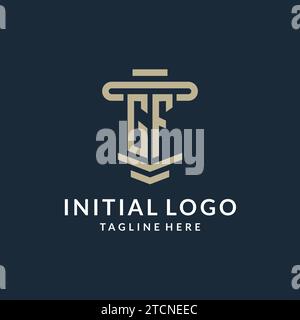 GF initial logo monogram with simple luxury pillar line vector design ideas Stock Vector