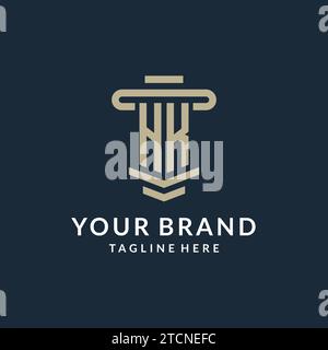 HK initial logo monogram with simple luxury pillar line vector design ideas Stock Vector