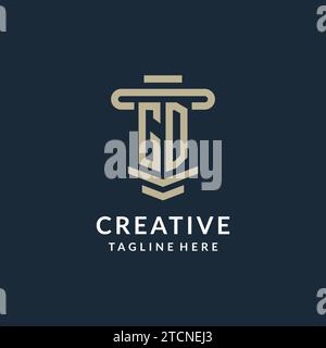 GD initial logo monogram with simple luxury pillar line vector design ideas Stock Vector