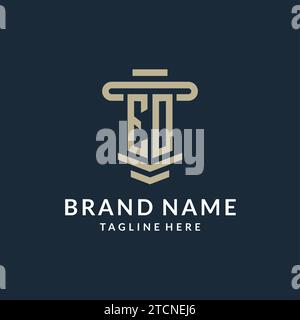 EO initial logo monogram with simple luxury pillar line vector design ideas Stock Vector