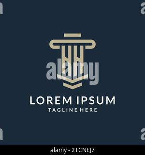 HH initial logo monogram with simple luxury pillar line vector design ideas Stock Vector