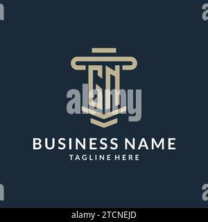 GN initial logo monogram with simple luxury pillar line vector design ideas Stock Vector