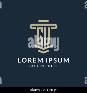 GU initial logo monogram with simple luxury pillar line vector design ideas Stock Vector