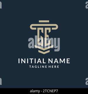 GE initial logo monogram with simple luxury pillar line vector design ideas Stock Vector