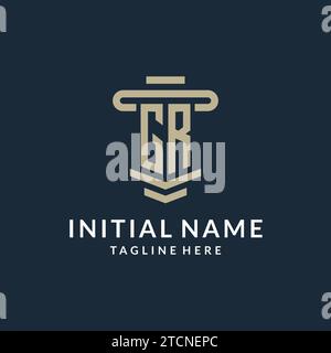 GR initial logo monogram with simple luxury pillar line vector design ideas Stock Vector