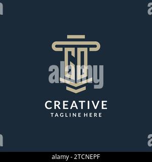 GQ initial logo monogram with simple luxury pillar line vector design ideas Stock Vector