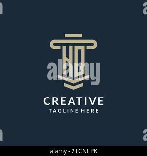 HQ initial logo monogram with simple luxury pillar line vector design ideas Stock Vector