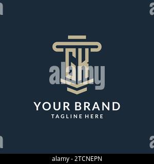 GK initial logo monogram with simple luxury pillar line vector design ideas Stock Vector