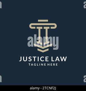 II initial logo monogram with simple luxury pillar line vector design ideas Stock Vector