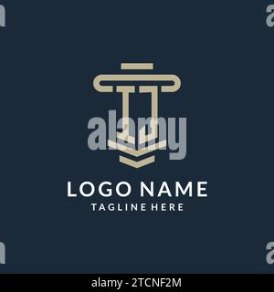 IJ initial logo monogram with simple luxury pillar line vector design ideas Stock Vector