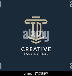 ID initial logo monogram with simple luxury pillar line vector design ideas Stock Vector