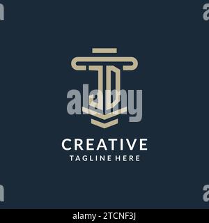 JD initial logo monogram with simple luxury pillar line vector design ideas Stock Vector