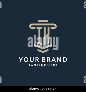 IK initial logo monogram with simple luxury pillar line vector design ideas Stock Vector