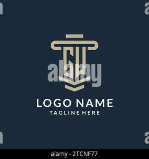 GW initial logo monogram with simple luxury pillar line vector design ideas Stock Vector