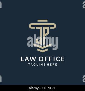 JP initial logo monogram with simple luxury pillar line vector design ideas Stock Vector