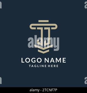 JJ initial logo monogram with simple luxury pillar line vector design ideas Stock Vector