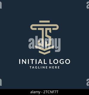 JS initial logo monogram with simple luxury pillar line vector design ideas Stock Vector
