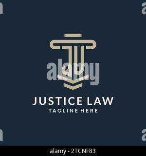 JV initial logo monogram with simple luxury pillar line vector design ideas Stock Vector