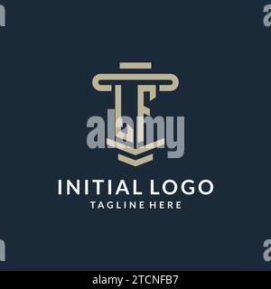 LF initial logo monogram with simple luxury pillar line vector design ideas Stock Vector