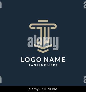 JW initial logo monogram with simple luxury pillar line vector design ideas Stock Vector