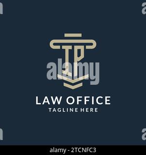 IP initial logo monogram with simple luxury pillar line vector design ideas Stock Vector