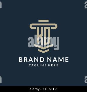 KO initial logo monogram with simple luxury pillar line vector design ideas Stock Vector