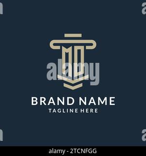 MO initial logo monogram with simple luxury pillar line vector design ideas Stock Vector