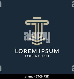 JU initial logo monogram with simple luxury pillar line vector design ideas Stock Vector