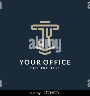 JY initial logo monogram with simple luxury pillar line vector design ideas Stock Vector