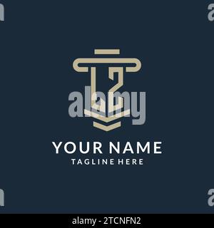 LZ initial logo monogram with simple luxury pillar line vector design ideas Stock Vector