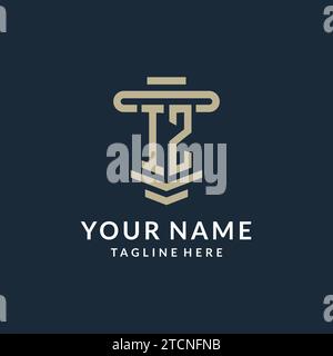IZ initial logo monogram with simple luxury pillar line vector design ideas Stock Vector
