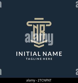 NR initial logo monogram with simple luxury pillar line vector design ideas Stock Vector