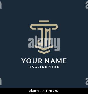 JM initial logo monogram with simple luxury pillar line vector design ideas Stock Vector