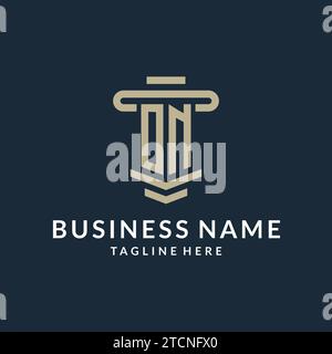 ON initial logo monogram with simple luxury pillar line vector design ideas Stock Vector