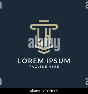 LH initial logo monogram with simple luxury pillar line vector design ideas Stock Vector