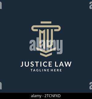 MV initial logo monogram with simple luxury pillar line vector design ideas Stock Vector
