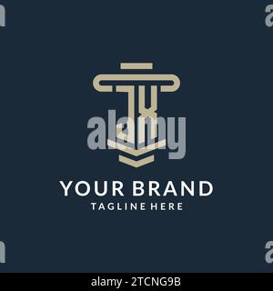 JX initial logo monogram with simple luxury pillar line vector design ideas Stock Vector
