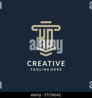 KQ initial logo monogram with simple luxury pillar line vector design ideas Stock Vector
