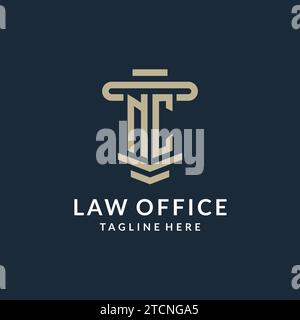 NC initial logo monogram with simple luxury pillar line vector design ideas Stock Vector